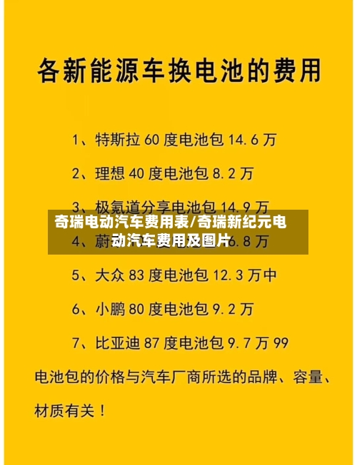 奇瑞电动汽车费用表/奇瑞新纪元电动汽车费用及图片