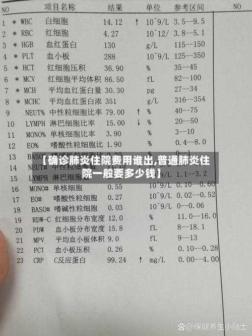 【确诊肺炎住院费用谁出,普通肺炎住院一般要多少钱】